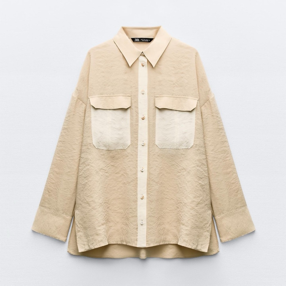 Zara Contrast Pocket Shirt Size Small